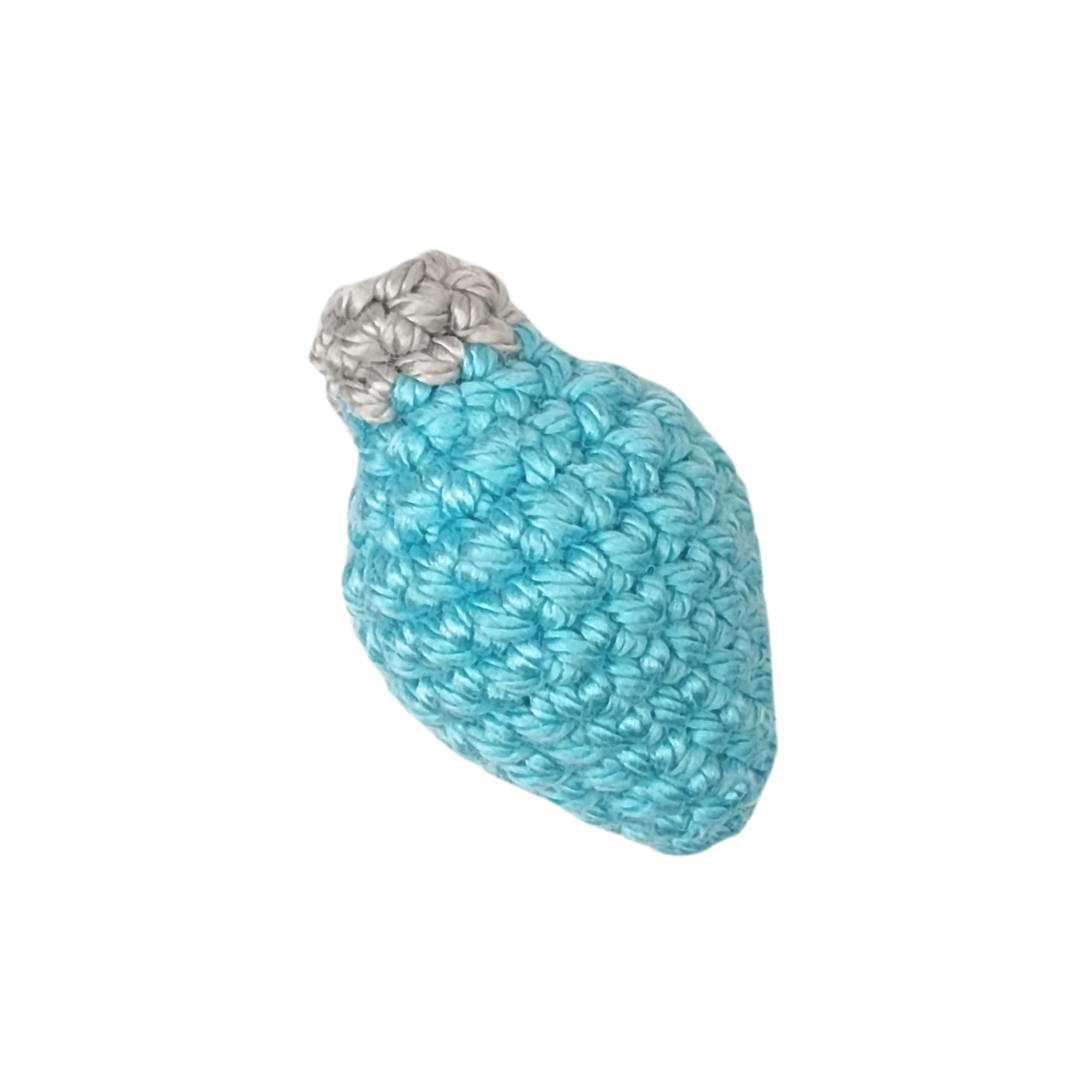 single catnip christmas bulb catnip toy, turquoise with silver end
