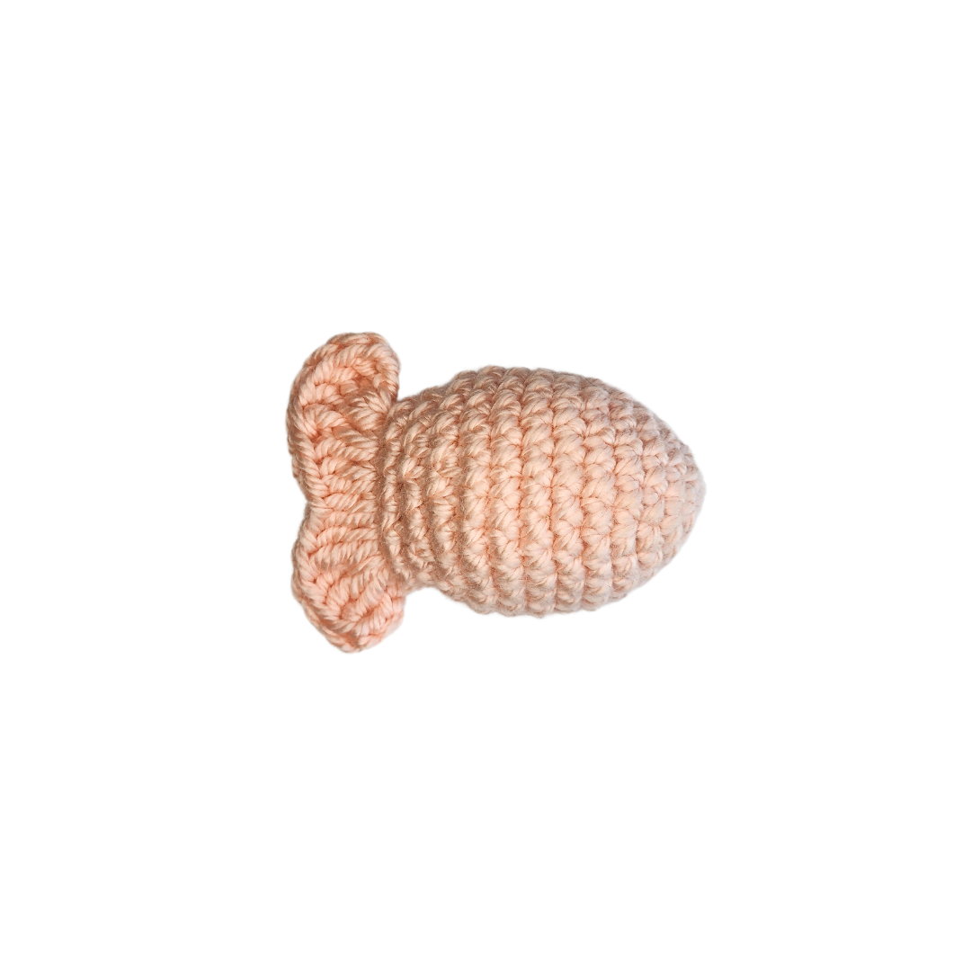 crocheted fishy catnip toys in pink