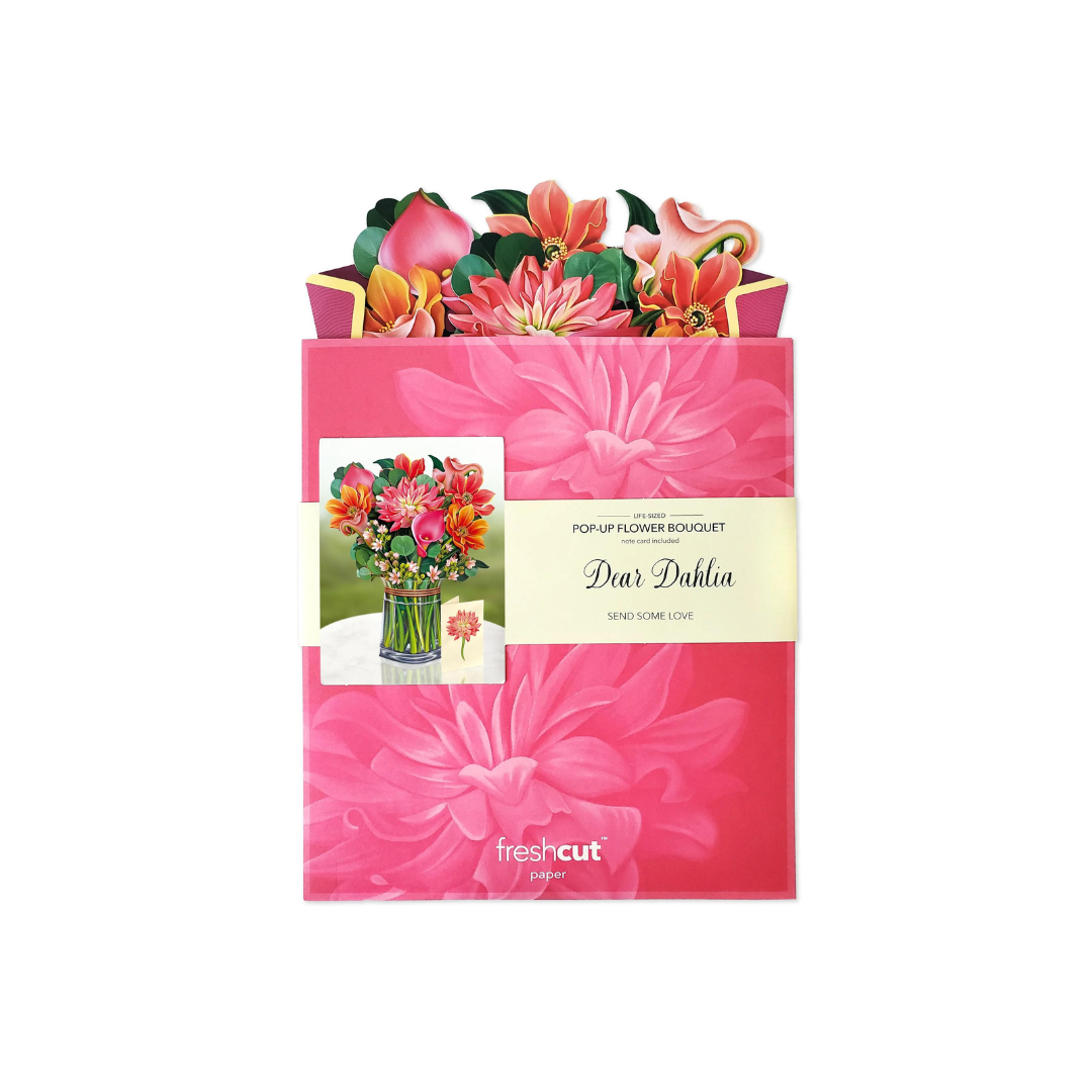 freshcut paper dahlia bouquet with envelope