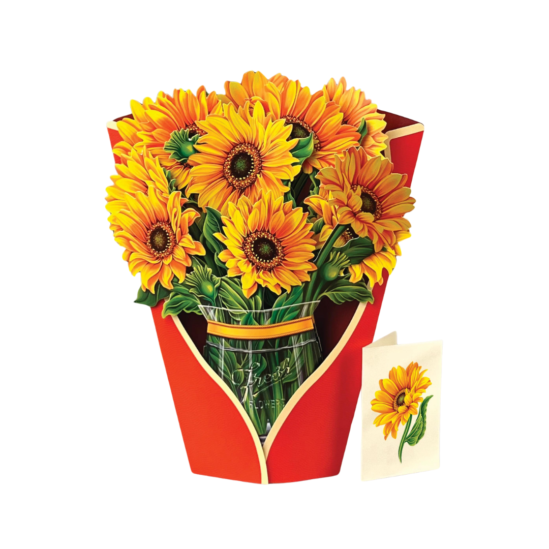 freshcut paper sunflower bouquet with blank enclosure card