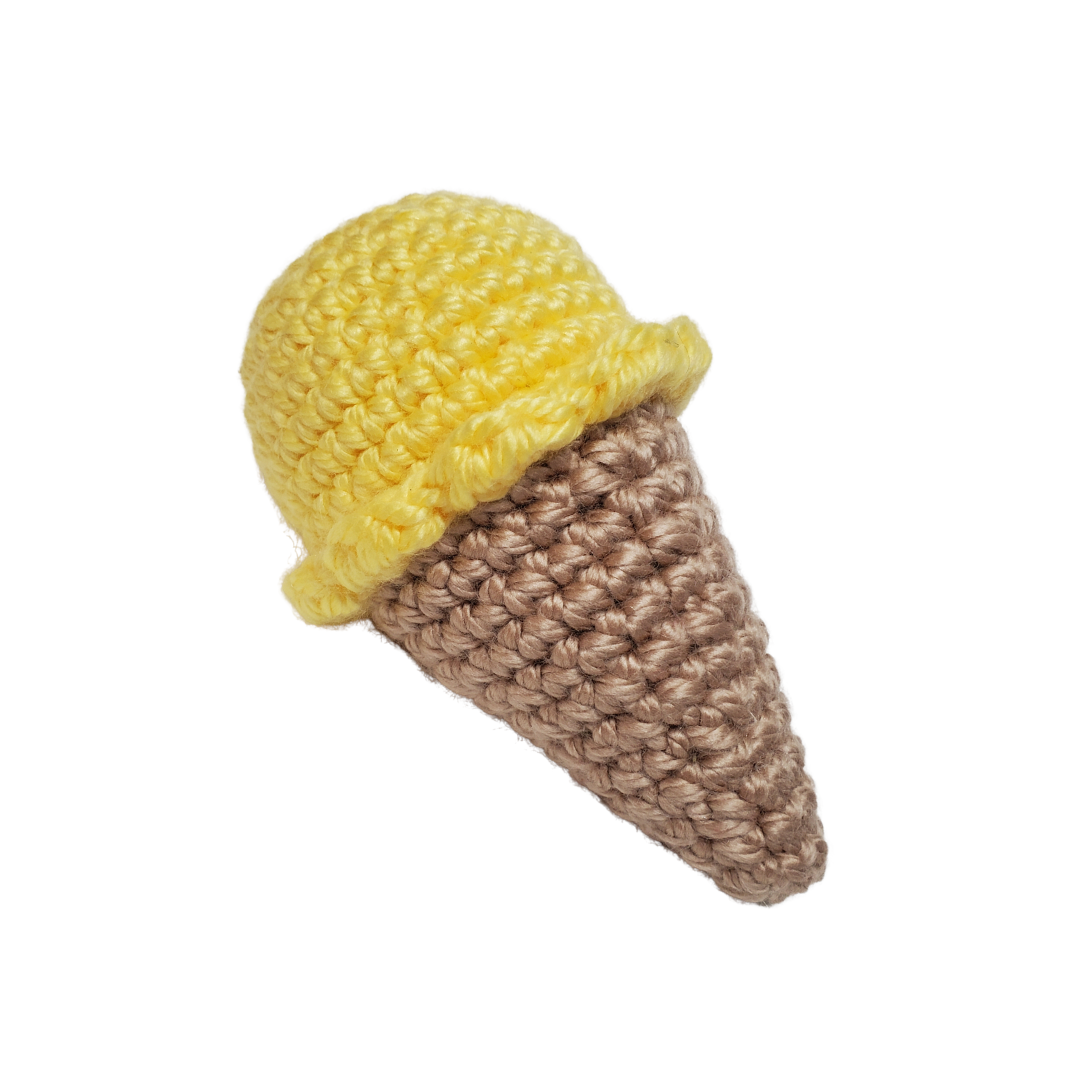 ice cream cone shaped crocheted catnip toy 