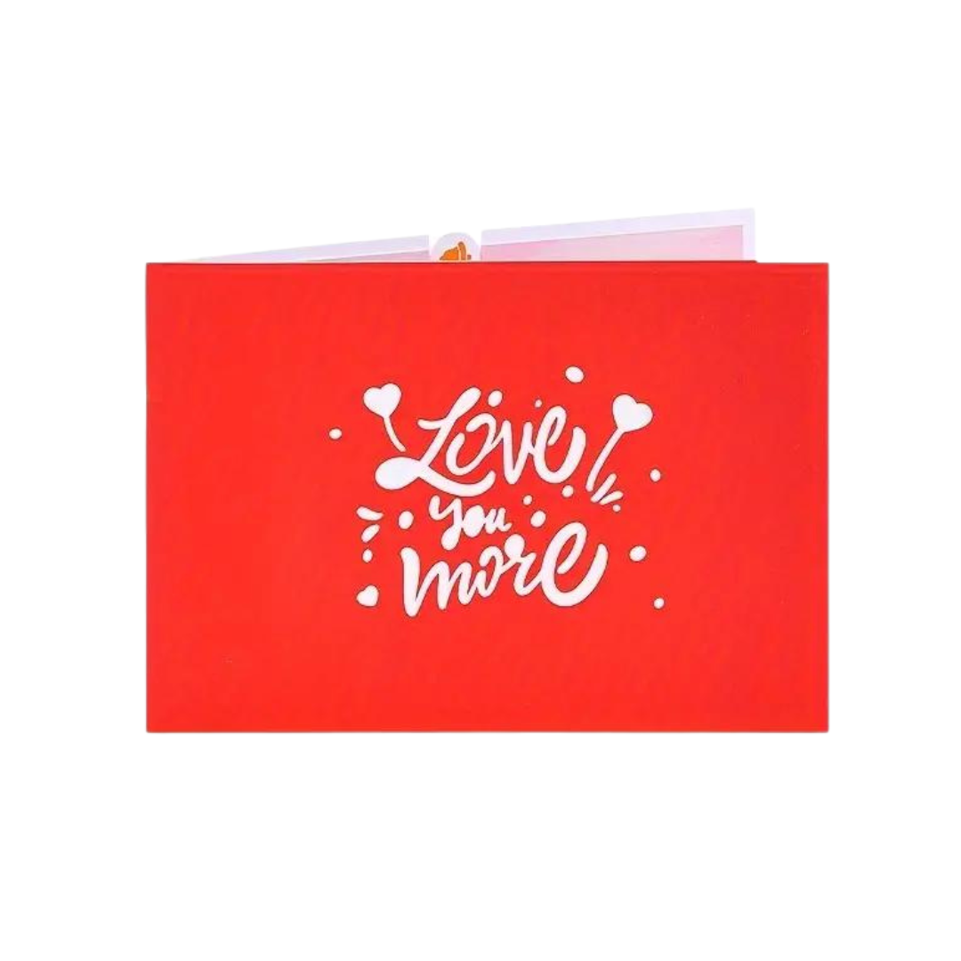 front view of the card with "love you more" on the cover