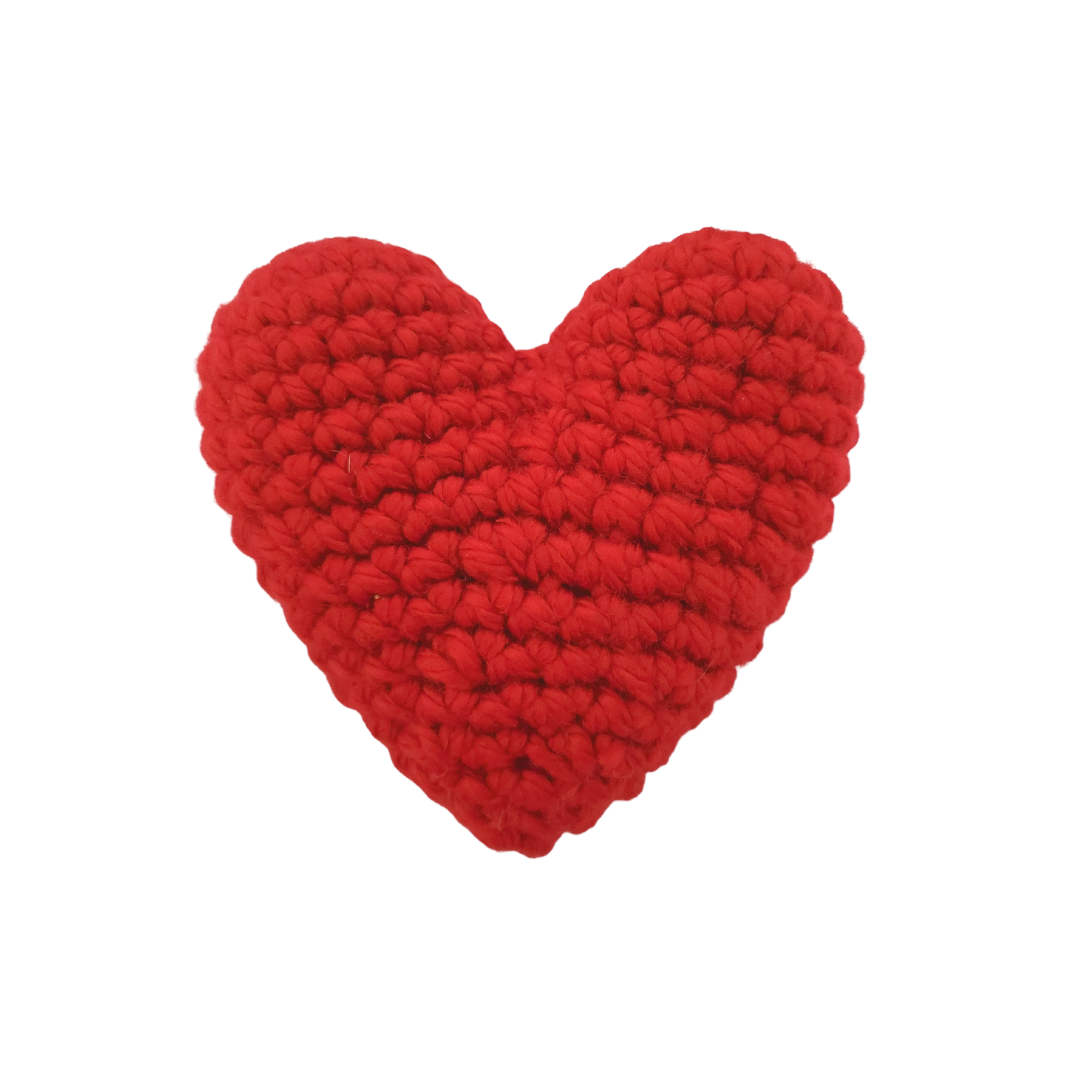 red crocheted catnipd toy heart