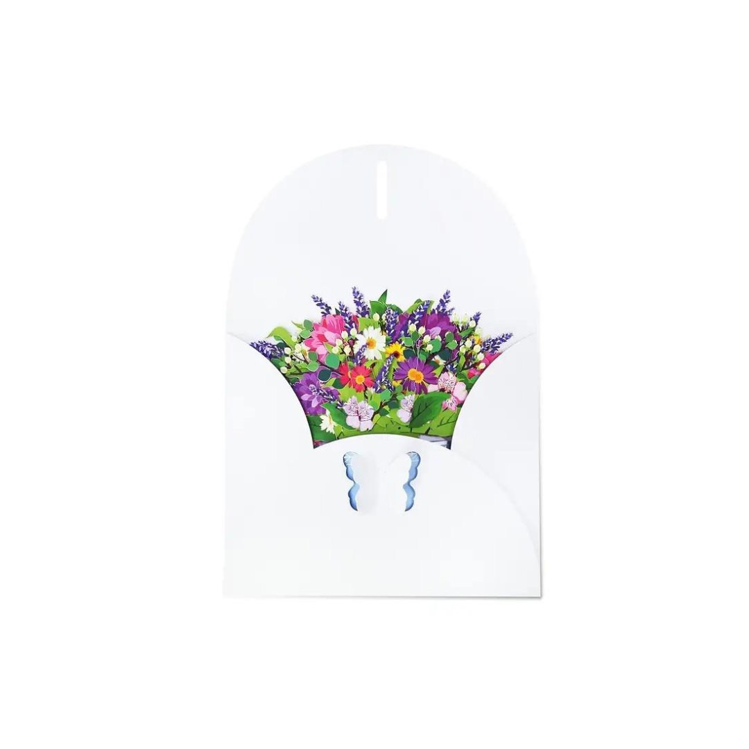 3d greeting spring bouquet card in a white envelope
