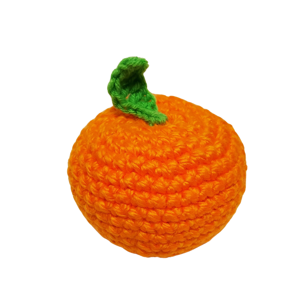 orange tangerine crocheted catnip toy