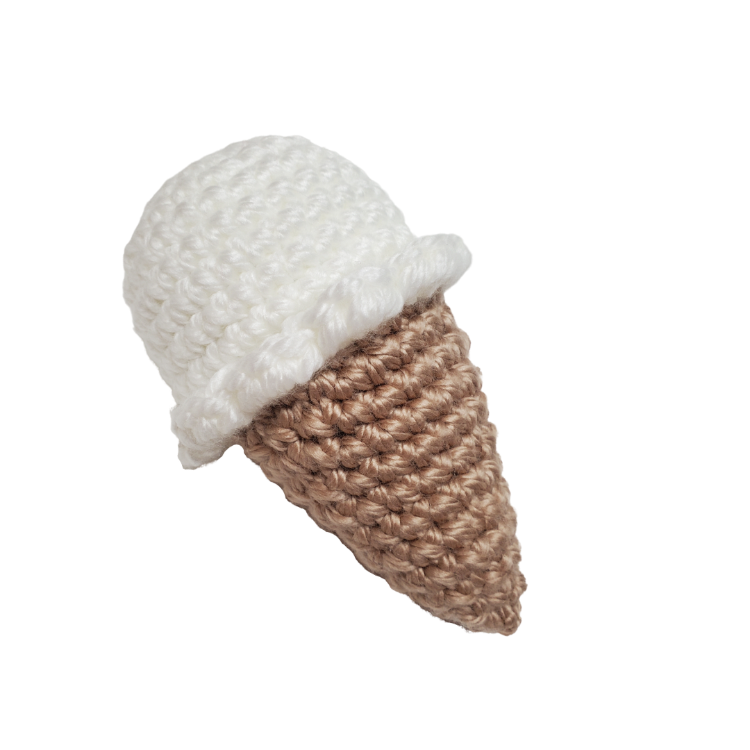 ice cream cone shaped crocheted catnip toy