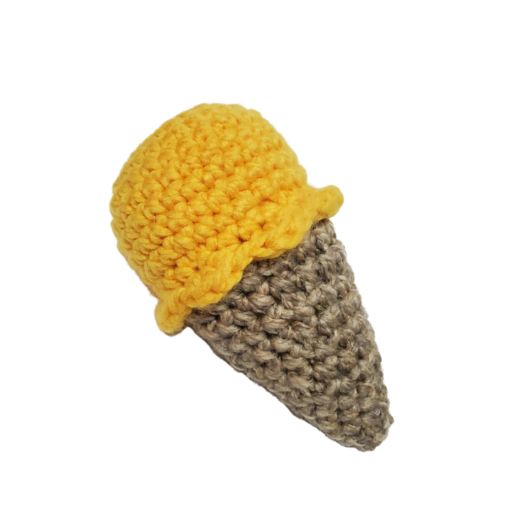 ice cream cone shaped crocheted catnip toy 