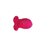 Fishy Catnip Toy, a pink crocheted item filled with organic catnip and silver vine, ideal for playful cats of all sizes.