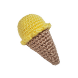 Knitted ICE CREAM CONE CATNIP TOY - LEMON, durable yarn, filled with organic catnip, designed for cats to kick and play.