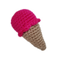 Knitted ice cream cone catnip toy, 6 x 3.25, filled with organic catnip blend, ideal for cats to hold and kick.